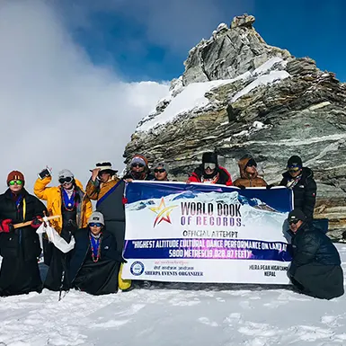 At the highest altitude, 15 Sherpa artists performed the Syabru dance and set a world record