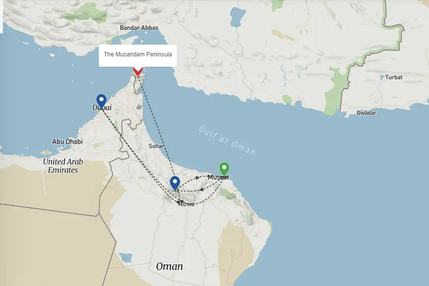 Oman Luxury Tour Map